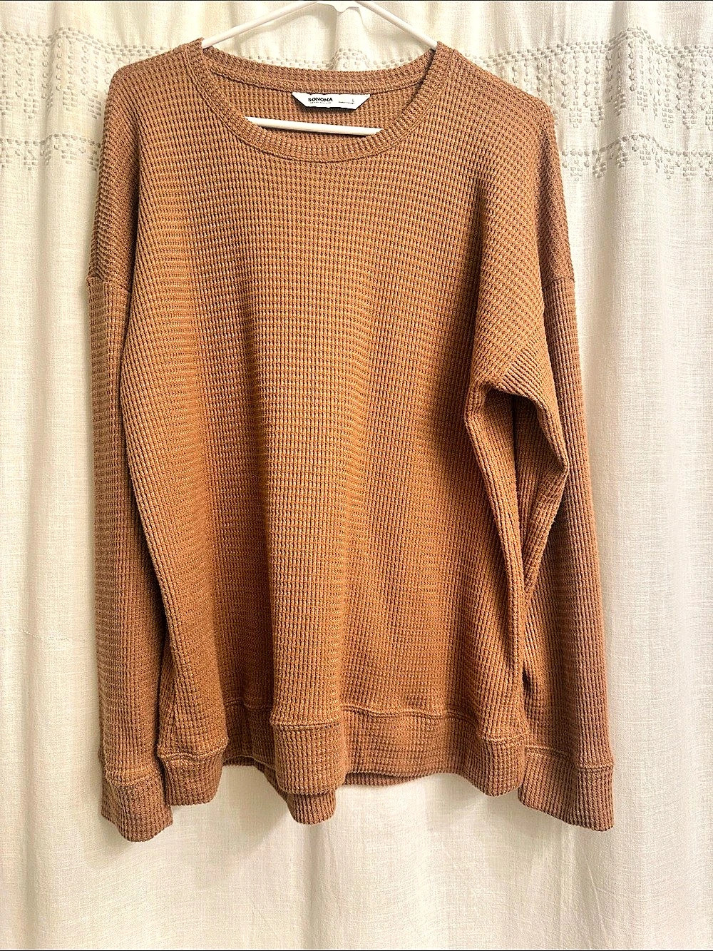 Sonoma Textured Knit Crewneck in Brown Large Like New